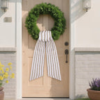 Brown Wreath Sash for Front Door - 2 Pcs Rustic Seersucker Wreath Sashes for Embroidery Monogram Home Decor, 60 Inch Boho Plain Stripe Wreaths Sash for Garland Window Wall Yard