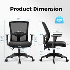 MAISON ARTS Mesh Office Chair Ergonomic Home Desk Chair Mid-Back Computer Task Chair with Breathable Mesh and Adjustable Armrests for Home Office