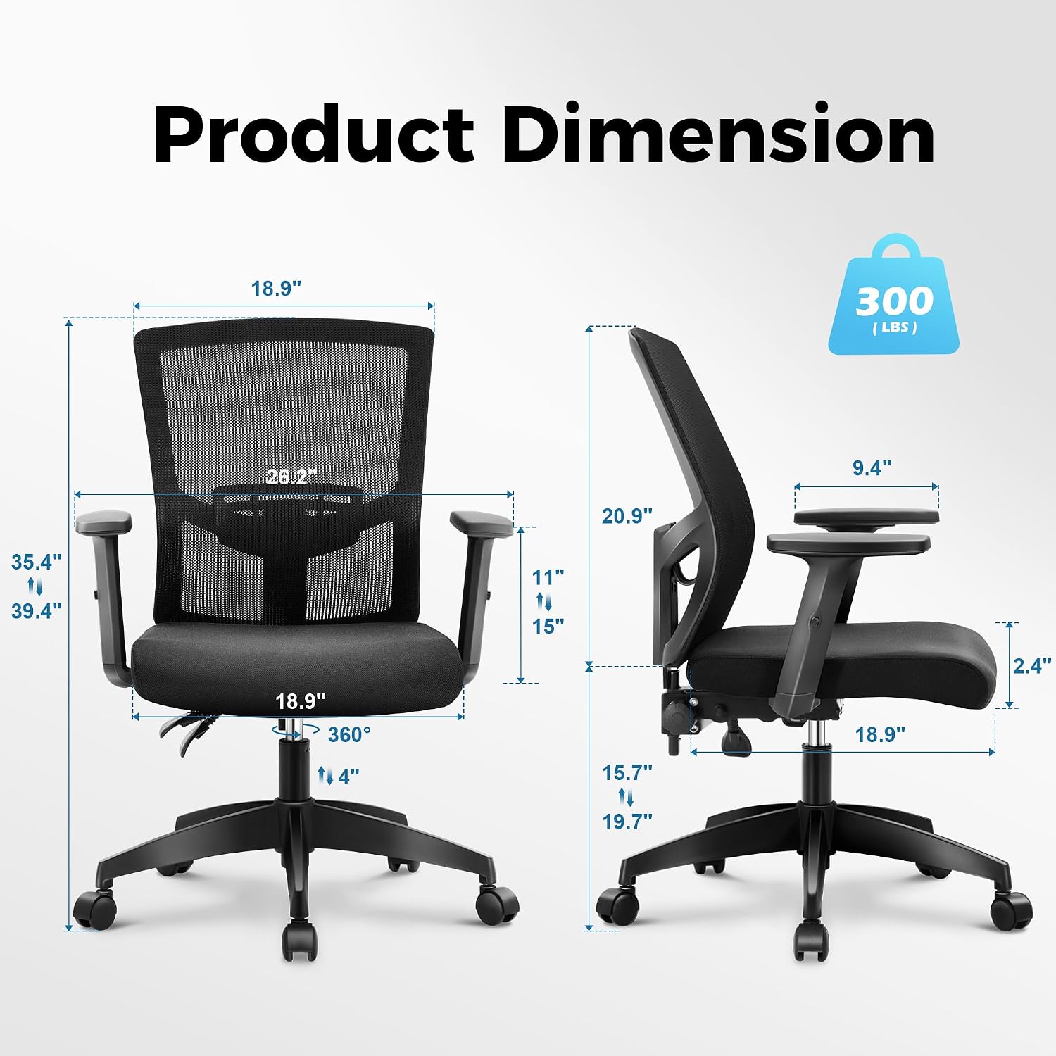 MAISON ARTS Mesh Office Chair Ergonomic Home Desk Chair Mid-Back Computer Task Chair with Breathable Mesh and Adjustable Armrests for Home Office
