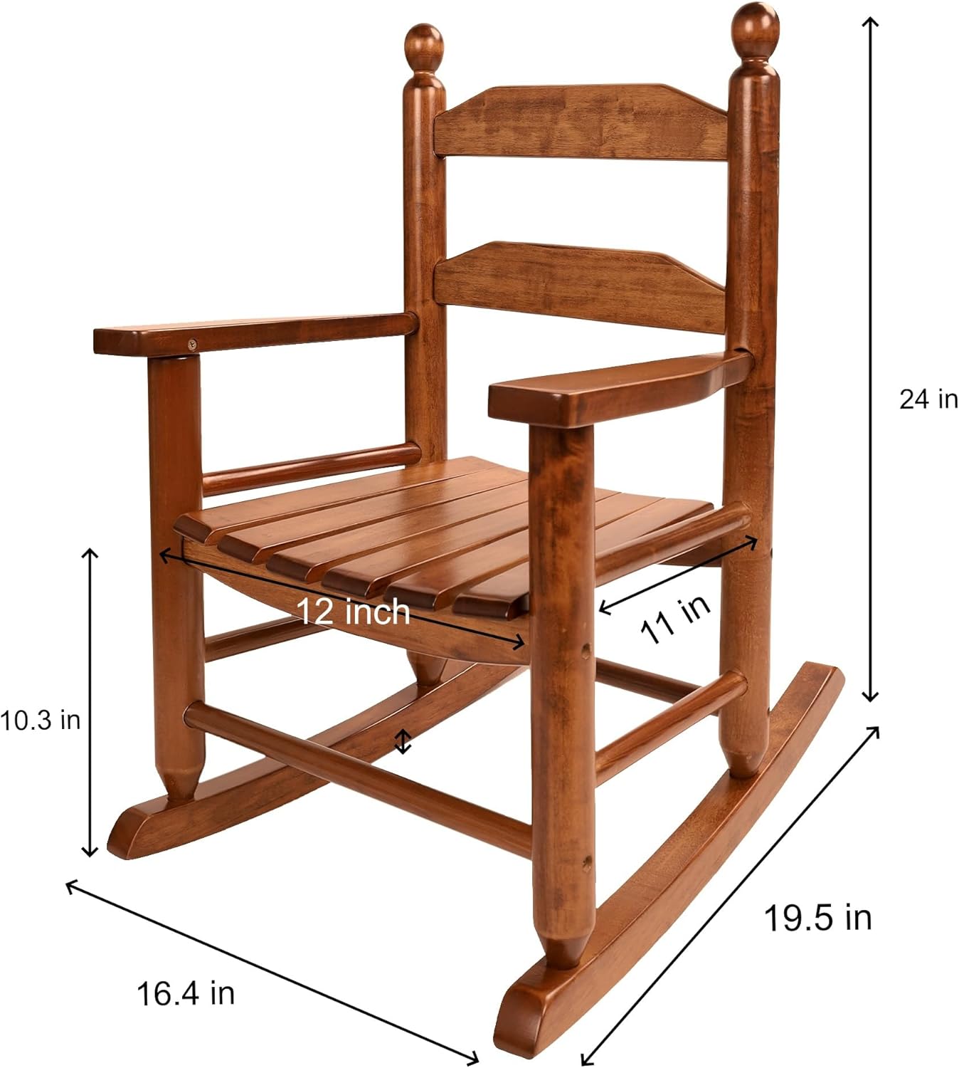 Kids Rocking Chair Comfy Wooden Rocker for Toddler Ages 3-6 Baby Child Chair Indoor Outdoor Children Playroom Anti-Tip Design Safe & Sturdy Brown