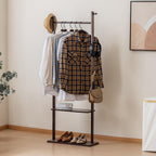 SOBIBO Clothes Rack Solid Wood Coat Rack with Shelves and Hooks – Garment Clothing Rack Coat Rack with Storage for Hallway, Bedroom, Living Room, 23.6 inch, Walnut