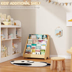 Lkeiyay Montessori Kids Bookshelf, Wooden 4-Tier Front Facing Book Organizer for Nursery Classroom Kids Room