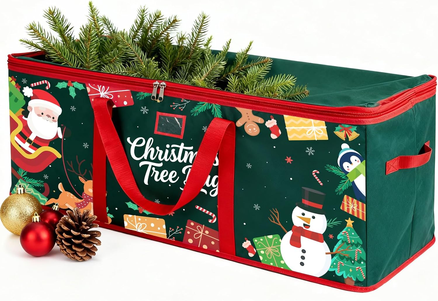 Christmas Tree Storage Bag: Oxford Fabric Tree Bag Fits up to 7.5 ft Tall Christmas Artificial Tree with Wide Opening Dual Zippers Waterproof Protects from Moisture Dust