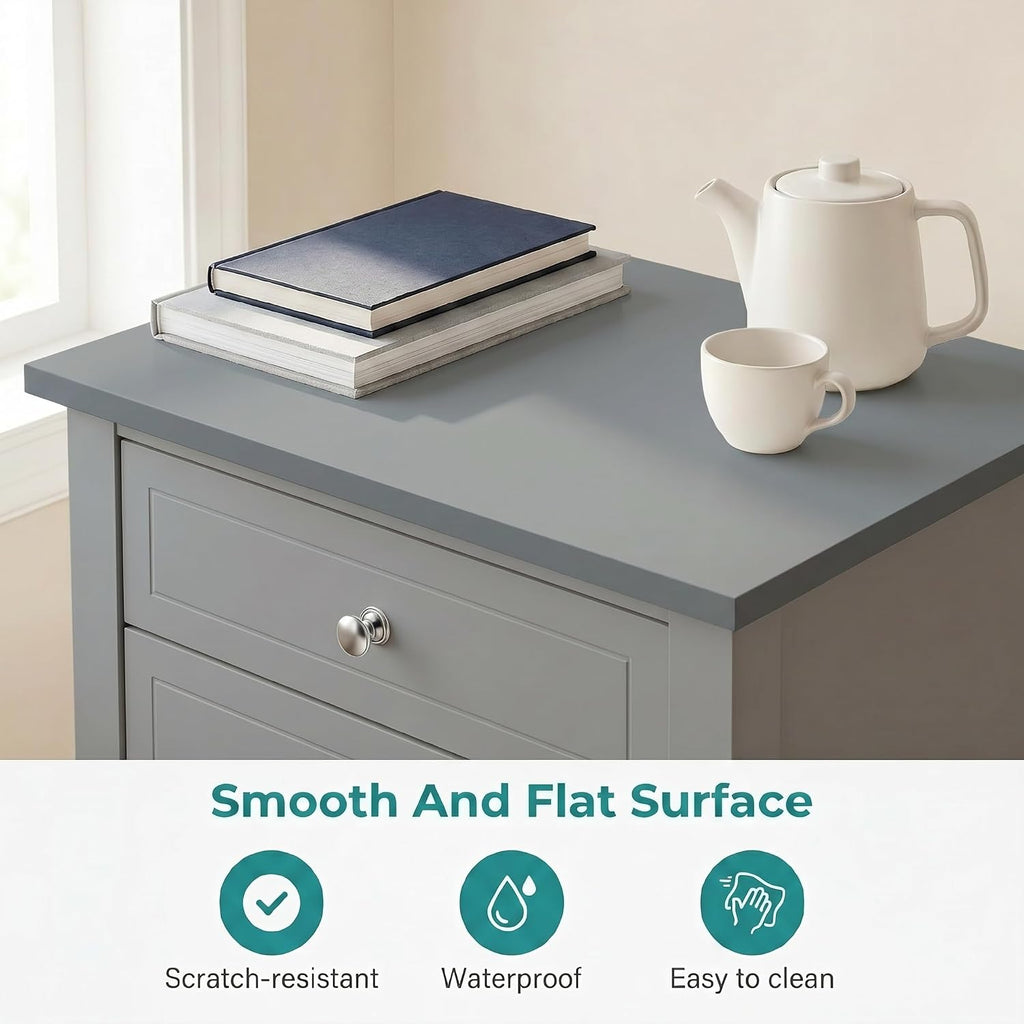SEJOV EJOV 28" Tall Nightstand Set 2 with 2 Drawers and Open Shelf, Gray | Modern Bedside Table, Larger Wooden End Table Farmhouse Style Night Stand with 26inch Wide Desktop & Spray-painted Surface