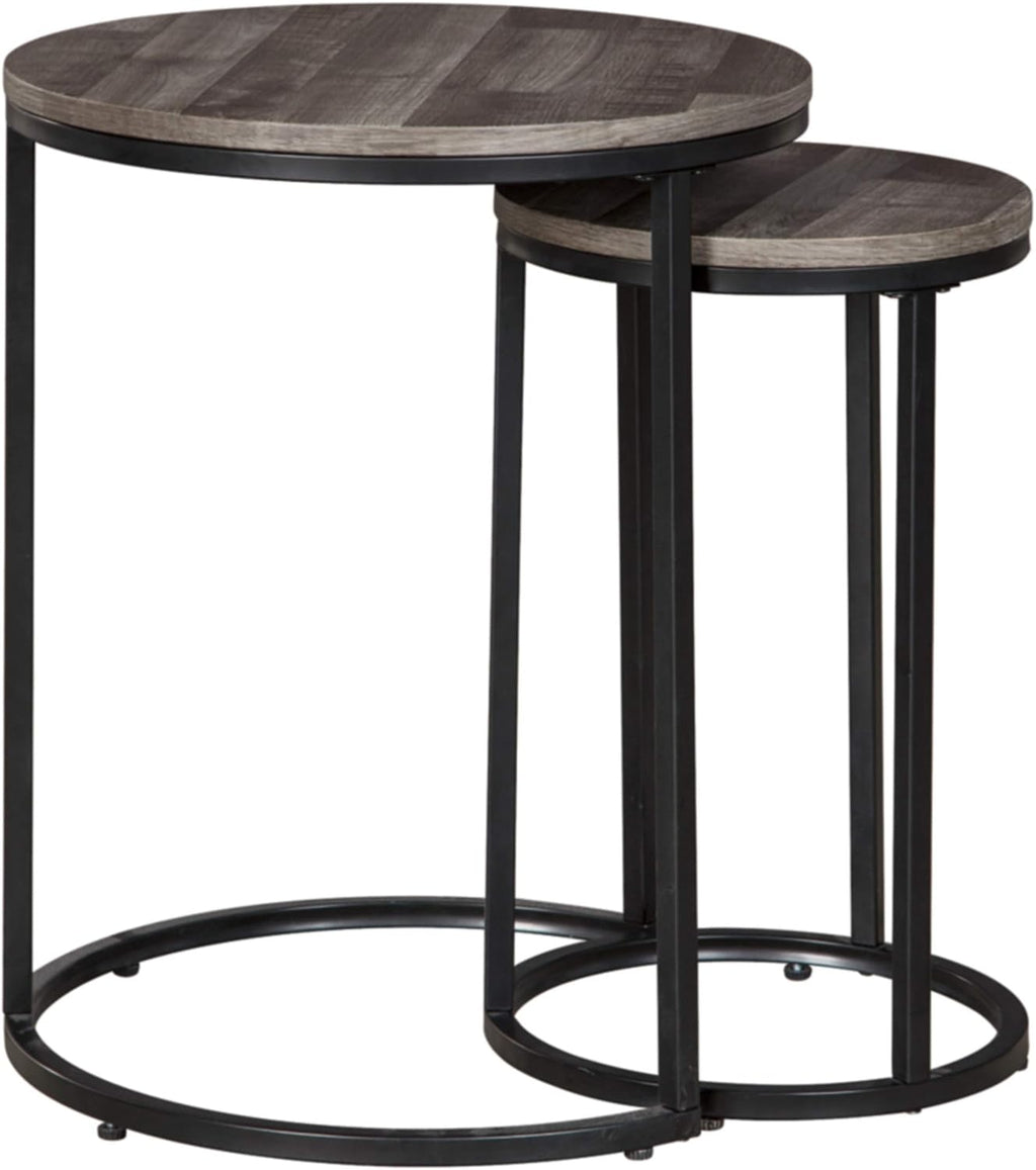 Signature Design by Ashley Briarsboro Urban Industrial Nesting Accent Table Set, 2 Count, Black & Gray