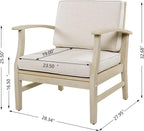 Christopher Knight Home Perla Acacia Wood Lounge Chair Outdoor Set of 2 with Removable Cushion, Wooden Patio Accent Chair, Patio Garden Comfy Reading Chair, Sand/Beige