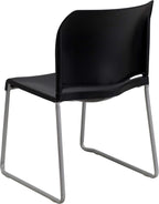 EMMA + OLIVER Home and Office Guest Chair Black Full Back Contoured Sled Base Stack Chair