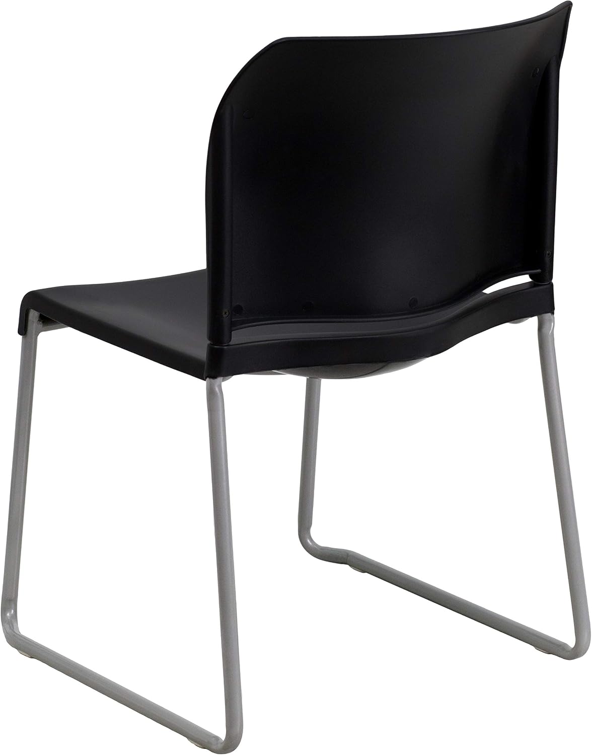 EMMA + OLIVER Home and Office Guest Chair Black Full Back Contoured Sled Base Stack Chair
