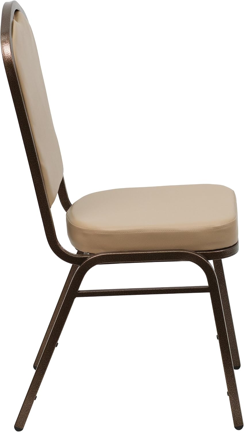 BizChair Crown Back Stacking Banquet Chair in Tan Vinyl - Copper Vein Frame