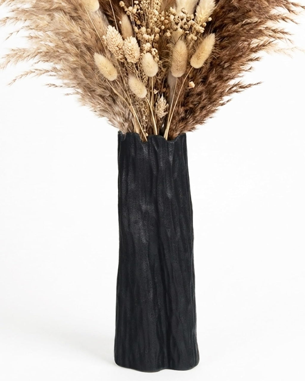 10.7 in Black Ceramic Flower Vase Organic Nature Shape Nordic Modern Style Ceramic Vase Shelf Home Living Room Coffee Table Centerpiece Black Vases Home Decor