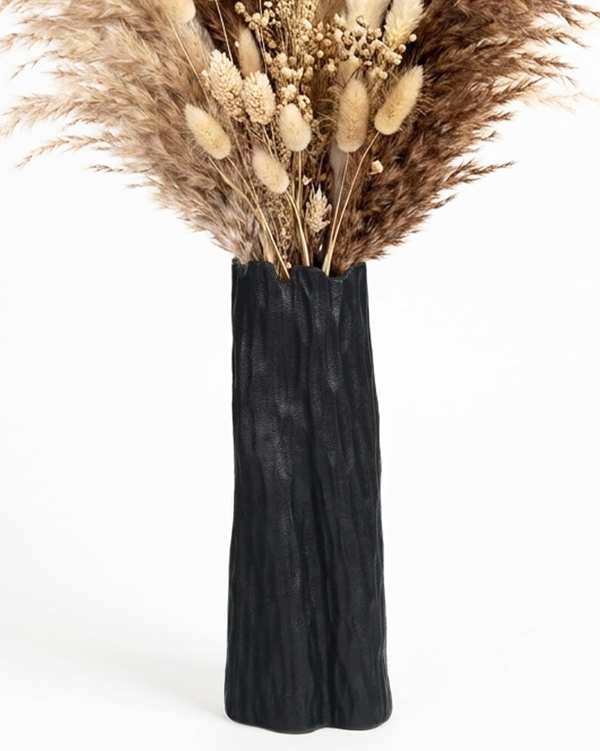 10.7 in Black Ceramic Flower Vase Organic Nature Shape Nordic Modern Style Ceramic Vase Shelf Home Living Room Coffee Table Centerpiece Black Vases Home Decor
