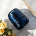 Relexome Blue Glass Flower Vase for Centerpieces Flowers 6.7 Inch Round Modern Glass Bud Vase Decorative Vases for Home Decor, Living Room, Dining Table, Entryway, Shelf, Office