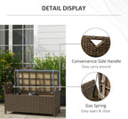 Patio Wicker Storage Bench with PE Rattan & Durable Aluminum Frame for Poolside, Lawn, Outdoor Rectangle Garden Storage Box with Handles and Cushion for Garden, Balcony, Living Room