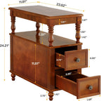 Tribesigns Cherry Finish Wood End Table with 2 Drawers, Mid-Century Wooden Slim Side Table Nightstands with Storage Shelf, Accent Table for Living Room, Easy to Assemble (Walnut)