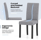 Giantex Upholstered Dining Chair Set of 2, Mid Century Modern Fabric Kitchen Chairs with Rubber Wood Legs, Thick Padded Seat, High Back, Side Armless Chairs for Living Dining Room (Gray)