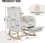 NIOIIKIT Nursery Rocking Chair, Corduroy Upholstered Rocking Chair with Adjustable Footrest, Tufted Rocker Chair with Side Pocket, Glider Rocker for Living Room (Cream Casual)