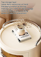 Movable Drawer Style Storage Cabinet Multifunctional Round Bedside Table with Drawers Free Standing End Table Household Side Table for Living Room Creative idea(White,1 Tier)