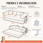 79" Corduroy Sofa Bed, Boneless Couch in a Box with 2 Pillows, High-Density Foam 4-in-1 Foldable Sleeper Futon Loveseat for Small Spaces, No Assembly, Side Pockets, Hex Arm Brown