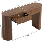 55 Inches Entryway Table with Storage, Mid-Century Console Tables with 2 Drawers, Modern Fluted Sofa Table Behind The Couch, Foyer Tables for Entryway, Couch,Livingroom Walnut