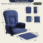 ANMINY 5pcs Glider Rocker Replacement Cushions Set - Thickened Glider Rocking Chair Cushions with 29.5 inch High Backrest & Side Pockets for Indoor Nursery, Washable & Non Slip, Blue