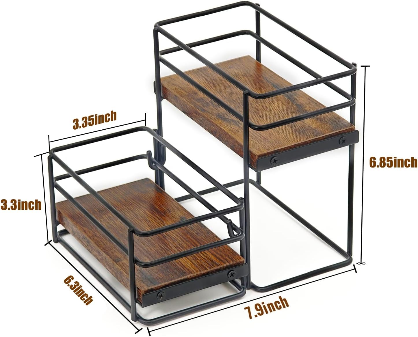 4 Bottle Coffee Syrup Rack Organizer 2 Tier Syrup Holder Stand for Coffee Bar Syrup Storage Shelves for Bar Family Storage Small Wine Rack for Syrup Wine Dressing