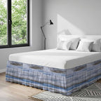 Grey Blue Paint Bed Skirt Queen Size 16" Drop Watercolor Abstract Light Blue Stripes Ruffled Wrap Around Bed Skirts Adjustable Elastic Bedskirt Dust Ruffle for Queen King California King Bed