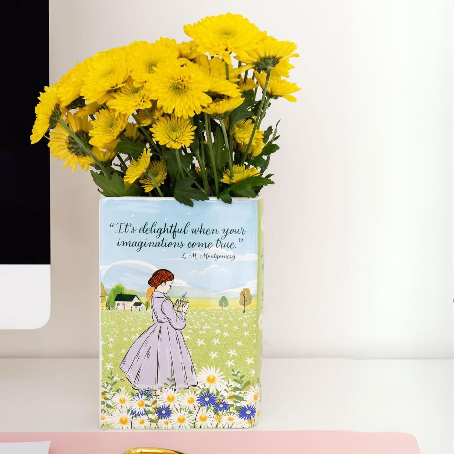 Steel Mill & Co Original Large Book-Shaped Decorative Vase, Ceramic Vases for Home Decor, Cute Bookshelf Decor, Unique Vase for Book Lovers, Anne of Green Gables