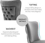 LOULENS Elegance Velvet Dining Chairs Set of 2, Luxurious Upholstered Tufted Dining Room Chairs, Glam Royal Velvet Accent Chairs with Stainless Steel Legs, Dark Gray