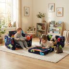 Toddler Couch, Glow in the Dark Dinosaur Kids Couch, 2-in-1 Foldable Flip Open Kids Sofa Chair for Reading, Playtime and Playroom, Gift for Boys and Girls
