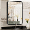 NEWBULIG 22"x30" Black Wall Mirror, Bathroom Mirrors for Over Sink, Matte Metal Framed Vanity Mirror with Tempered Glass, Entryway, Living Room, Bedroom