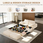 Upgrade Boneless Couch with Storage, Extra Deep&High Seat Modular Sectional Sofa 2 Seater Loveseat Sofa with Ottoman, Tool-Free Assembly Sectional Couches for Living Room Bedroom Apartment