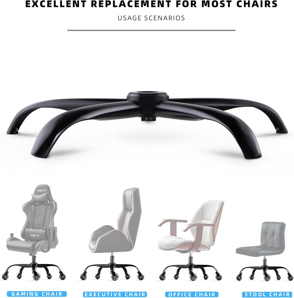 Sytopia Office ChairBaseReplacement, Heavy Duty Office ChairBase 28 Inch, Chair Bottom Part(2200Lbs) Reinforced to Repair Chairs with Universal Caster and Gas Cylinder Size (MatteBlack)