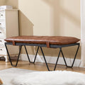 RIVOVA Modern Removable Tufted Upholstered Entryway Bench, 48-Inch Contemporary Indoor Ottoman Bench with Slatted Metal Frame, Brown Leather Bench for Bedroom End of Bed, Dining, Hallway, Living Room