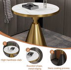 Modern Small Round Side Table with Rock Slab, Luxury Faux Marble Sofa End Table, Carbon Steel Conical Base, Nano-Coating, for Living Room, Bedroom,Office(A,80 * 75CM/31.5 * 29.5IN)