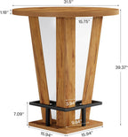 Tribesigns Round Bar Table, 39.4" H Circle High Top Bistro Pub Table with Metal Footrest for Small Spaces, Living Room, Kitchen, Small Space (Only Table)