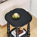 Uniclinens Solid Wood End Side Table - Small Wooden Nightstand for Living Room Bedroom, Black