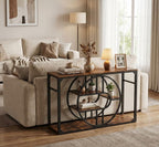 Garvee 55" Entryway Table, 5-Tier Console Tables for Entryway, Industrial Sofa Tables with Storage for Living Room, Entry Hallway Couch Entrance Table with o-Shaped Metal Frame & Storage Shelves