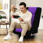 Swivel Gaming Chair Multipurpose Floor Gaming Chair for Playing Video Games, TV, Reading w/Armrest Lumbar Support & 6 Adjustable Postion Backrest for Adults,Purple
