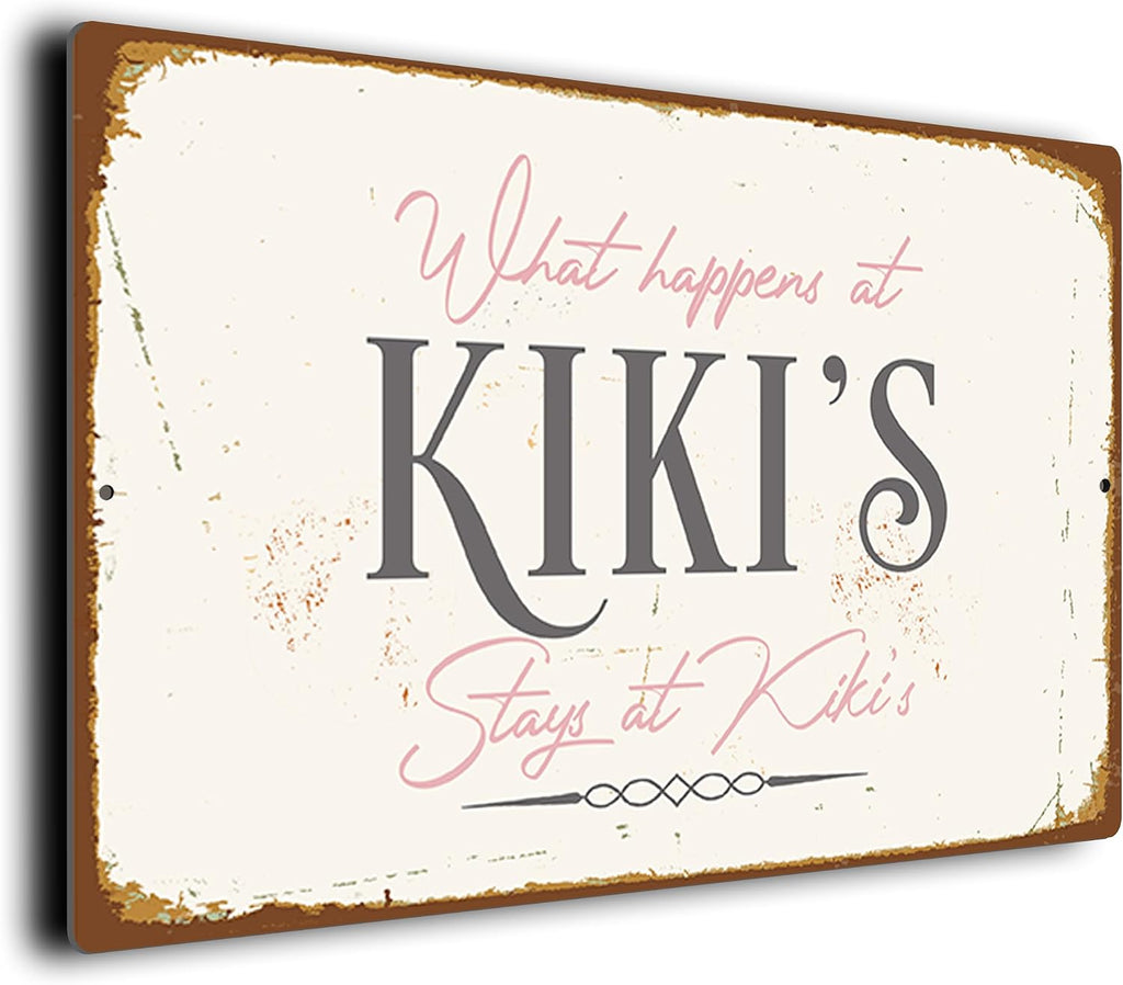 Kiki’s House Rules Sign – “What Happens Here Stays Here” – Vintage Wall Plaque – Durable Aluminium Composite – UV-Protected Fade-Resistant Print – Gift for Kiki