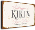 Kiki’s House Rules Sign – “What Happens Here Stays Here” – Vintage Wall Plaque – Durable Aluminium Composite – UV-Protected Fade-Resistant Print – Gift for Kiki
