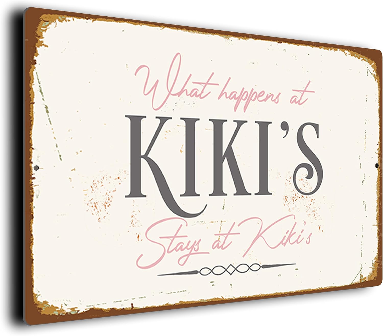 Kiki’s House Rules Sign – “What Happens Here Stays Here” – Vintage Wall Plaque – Durable Aluminium Composite – UV-Protected Fade-Resistant Print – Gift for Kiki