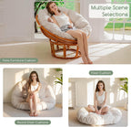 HIGOGOGO Papasan Chair Cushion with Corduroy Cover (Without Chair), 48 x 48 Inch Supportive Cushion, Overstuffed Chair Cushion,Beige