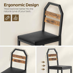 YATINEY Dining Chairs, Kitchen Chairs with Back Support, Upholstered Seat and Metal Legs, for Kitchen, Living Room, Rustic Brown and Black CY02L4BR