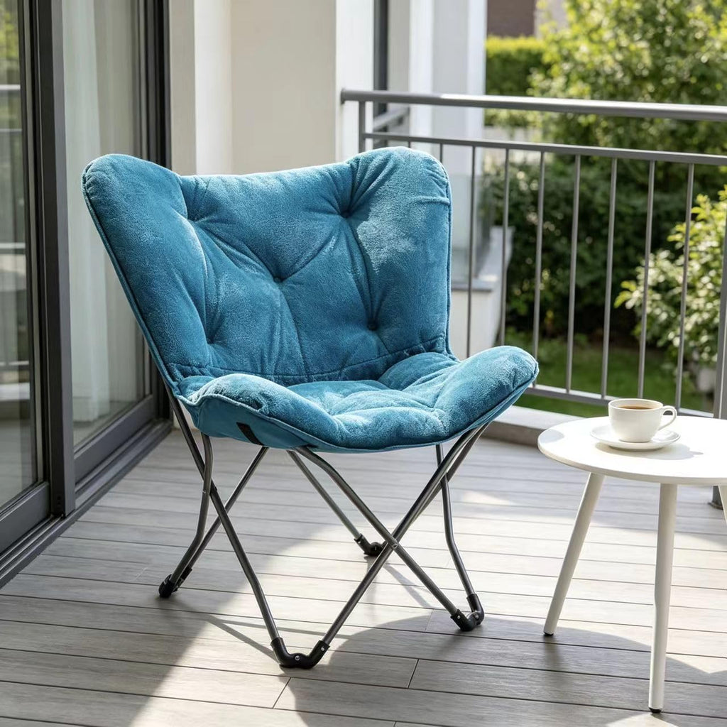 K&J CHIPMUNK Soft Faux Fur Butterfly Chair for Bedroom Living Room Dorm Rooms Flexible Reading Chair for Kids and Teens (Blue)