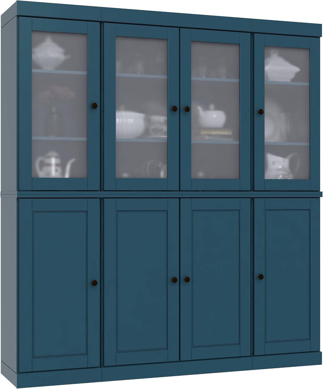 Palace Imports 100% Solid Wood 65"" Pantry China Cabinet with Raised Panel, Frosted Glass Doors and Adjustable Shelves