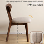 Modern Solid Wood Dining Chair Set of 6, Kitchen Dining Room Chair with Upholstered Cushion and Seat Cover, Curved Backrest, 100% FAS Grade North America Oak Wood, Walnut