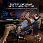 Razer Enki Gaming Chair: All-Day Gaming Comfort - Built-in Lumbar Arch - Optimized Cushion Density - Dual-Textured, Eco-Friendly Synthetic Leather - Reactive Seat Tilt & 152-Degree Recline - Black