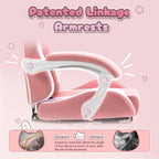 Dowinx Pink Gaming Chair with Cat Ears and Massage Lumbar Support, Ergonomic Computer Chair with Footrest and Headrest, Comfortable Reclining Game Chair 290lbs for Adults, Pink