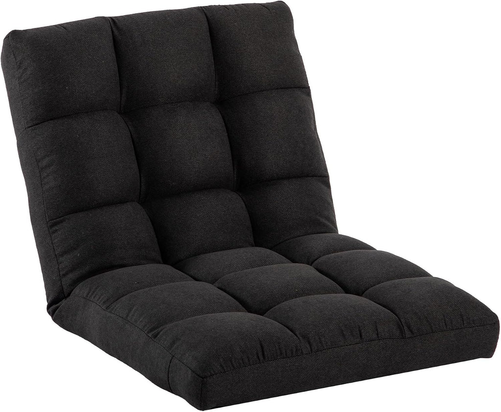 Folding Floor Chair with Back Support, Adjust Lay Flat Recliner Oversized Lounge Wide Lazy Boy Gaming Ergonomic Single Sofa Seat for Living Room Bedroom(Black)