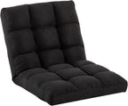 Folding Floor Chair with Back Support, Adjust Lay Flat Recliner Oversized Lounge Wide Lazy Boy Gaming Ergonomic Single Sofa Seat for Living Room Bedroom(Black)